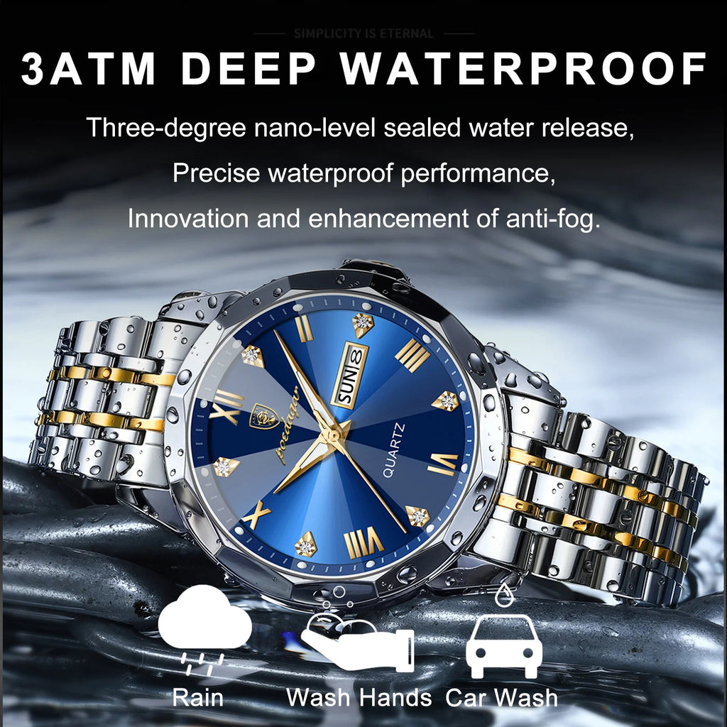 Poedagar 2023 Men Watch Fashion Stainless Steel Quartz Watch Wrist Waterproof Luminous Date Watch for Men