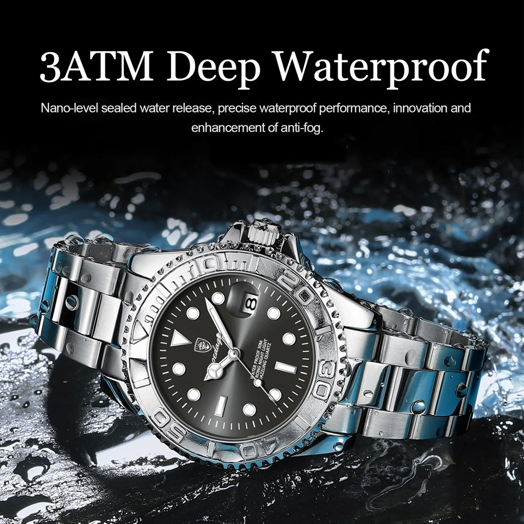 Poedagar Wholesale Luxury Men's Watches Wrist Stainless Steel Quartz Watch Waterproof Luminous Watch for Men