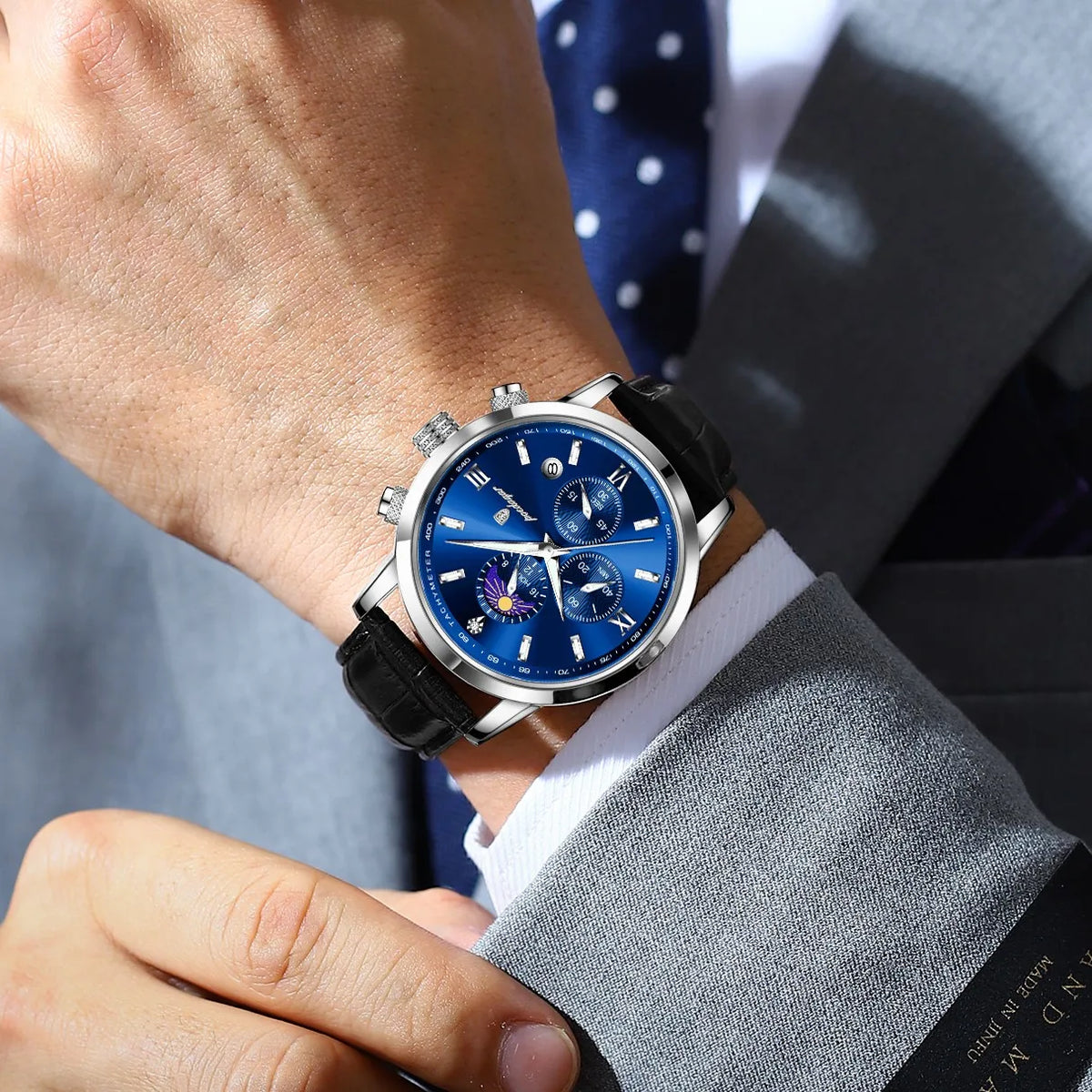 Poedagar 882 Men Business Watch Luxury Leather Strap Montre Waterproof Luminous Date Reloj Chronograph Quartz Wristwatch for Men