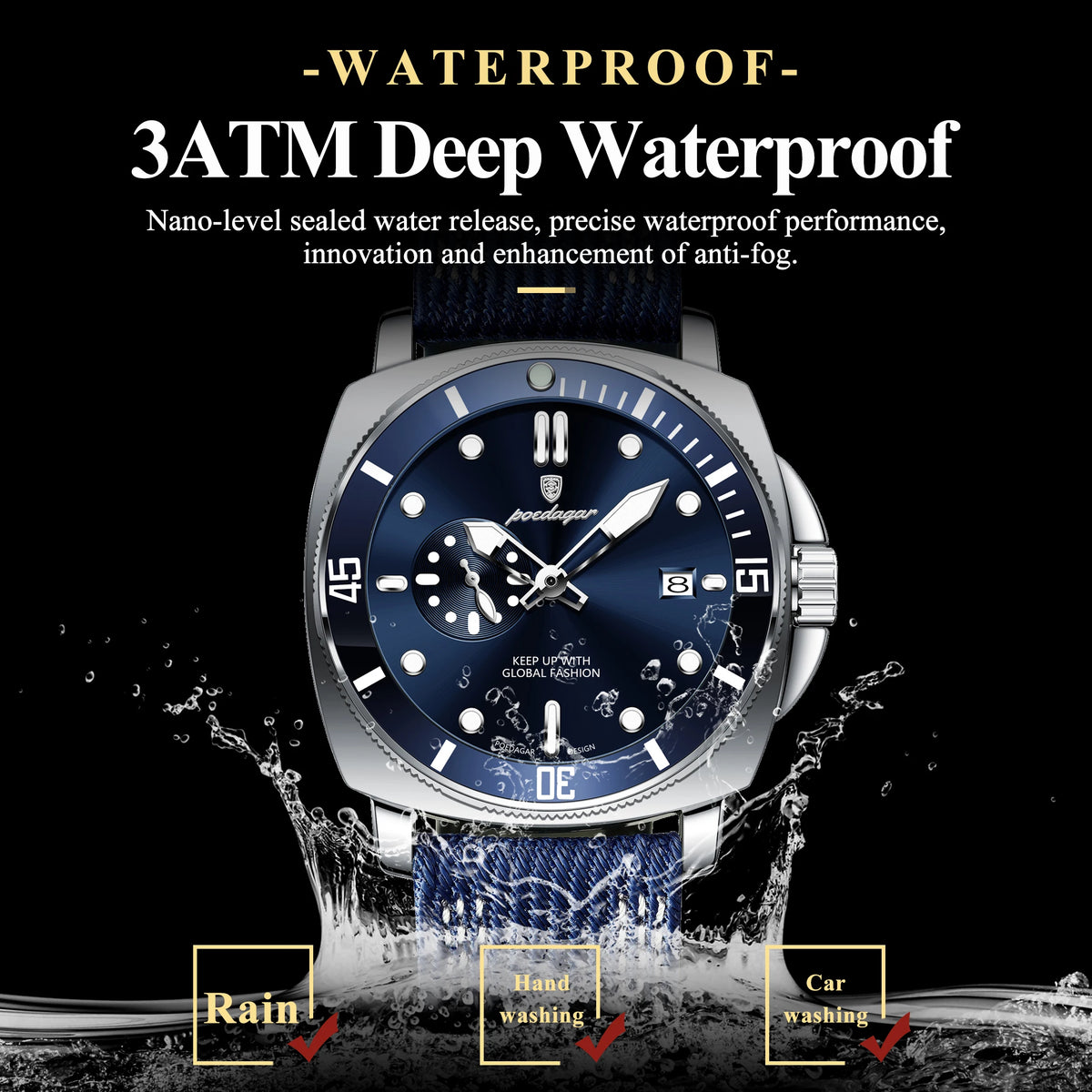 Poedagar Factory Wholesale Luxury Leather Men Wristwatch Waterproof Luminous Quartz Watch for Men