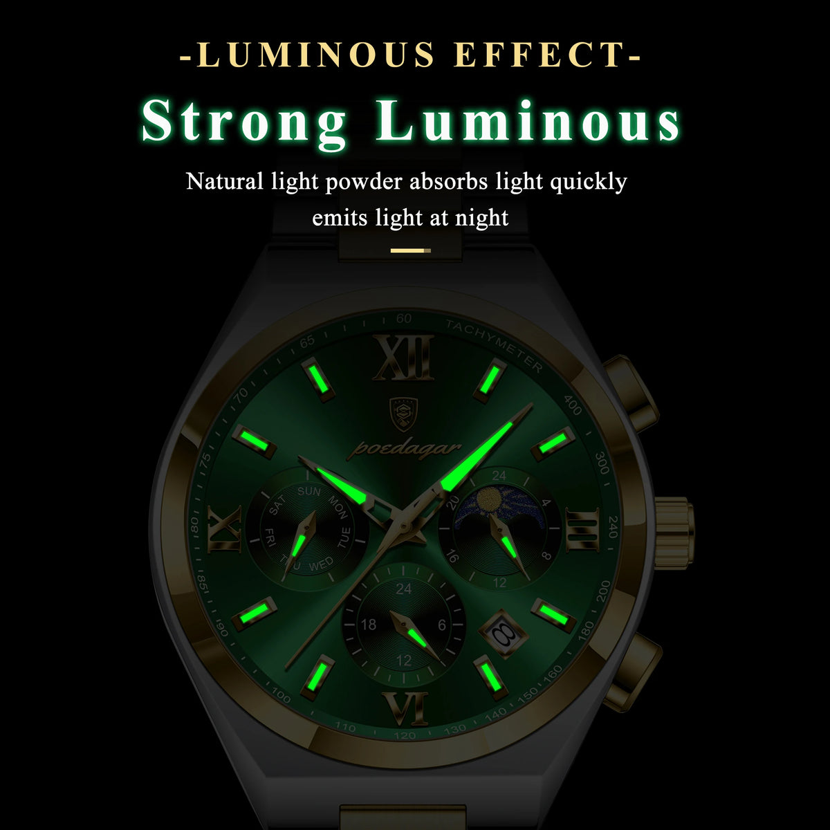 Poedagar 688 Men's Chronograph Watch Luxury Waterproof Luminous Quartz Watch Montre Stainless Steel Business Wristwatch for Men
