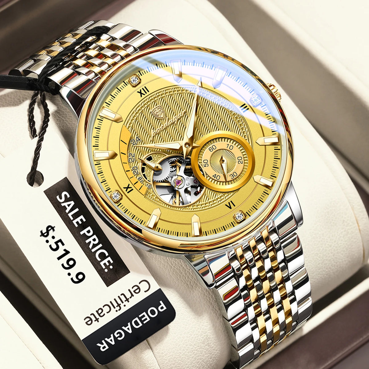 Poedagar 1416 Luxury Men Mechanical Watches Original Relojes Hombre Stainless Steel Waterproof Luminous Automatic Watch for Men