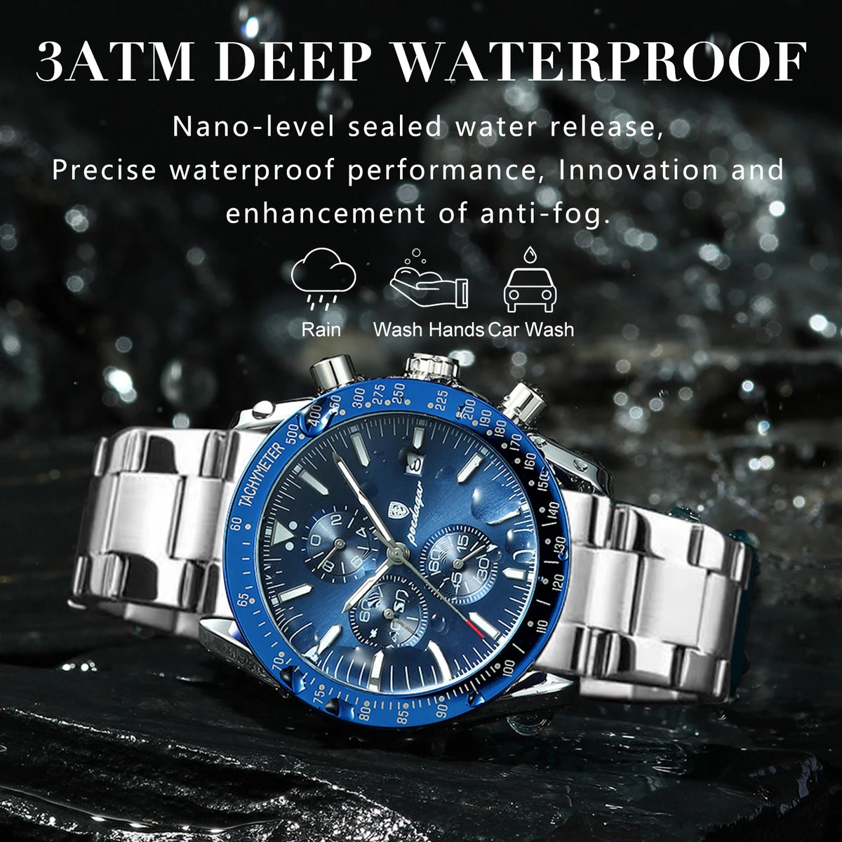 Poedagar Fashion Waterproof Watches Men Wrist Luminous Calendar Quartz Watches Stainless Steel Watch for Men