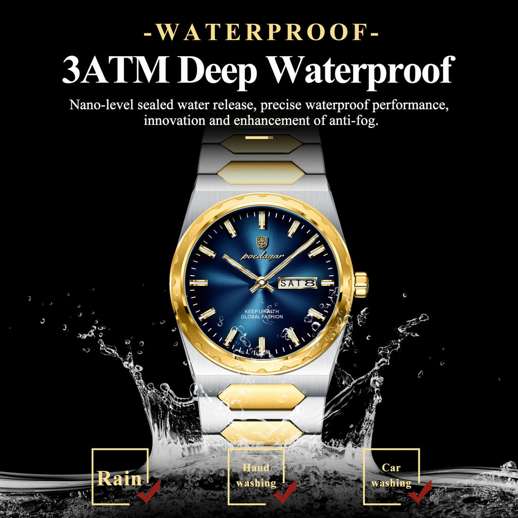 Poedagar 847 Men's Watch Luxury Waterproof Luminous Quartz Watches Date Stainless Steel Strap Wristwatch for Men Reloj in Stock