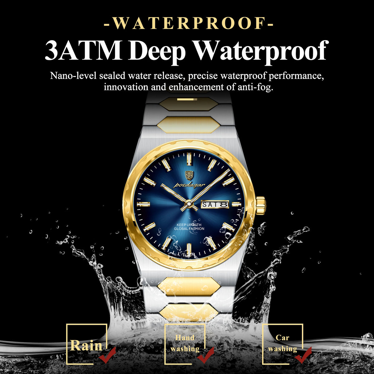 Poedagar 847 Men's Watch Luxury Waterproof Luminous Quartz Watches Date Stainless Steel Strap Wristwatch for Men Reloj in Stock