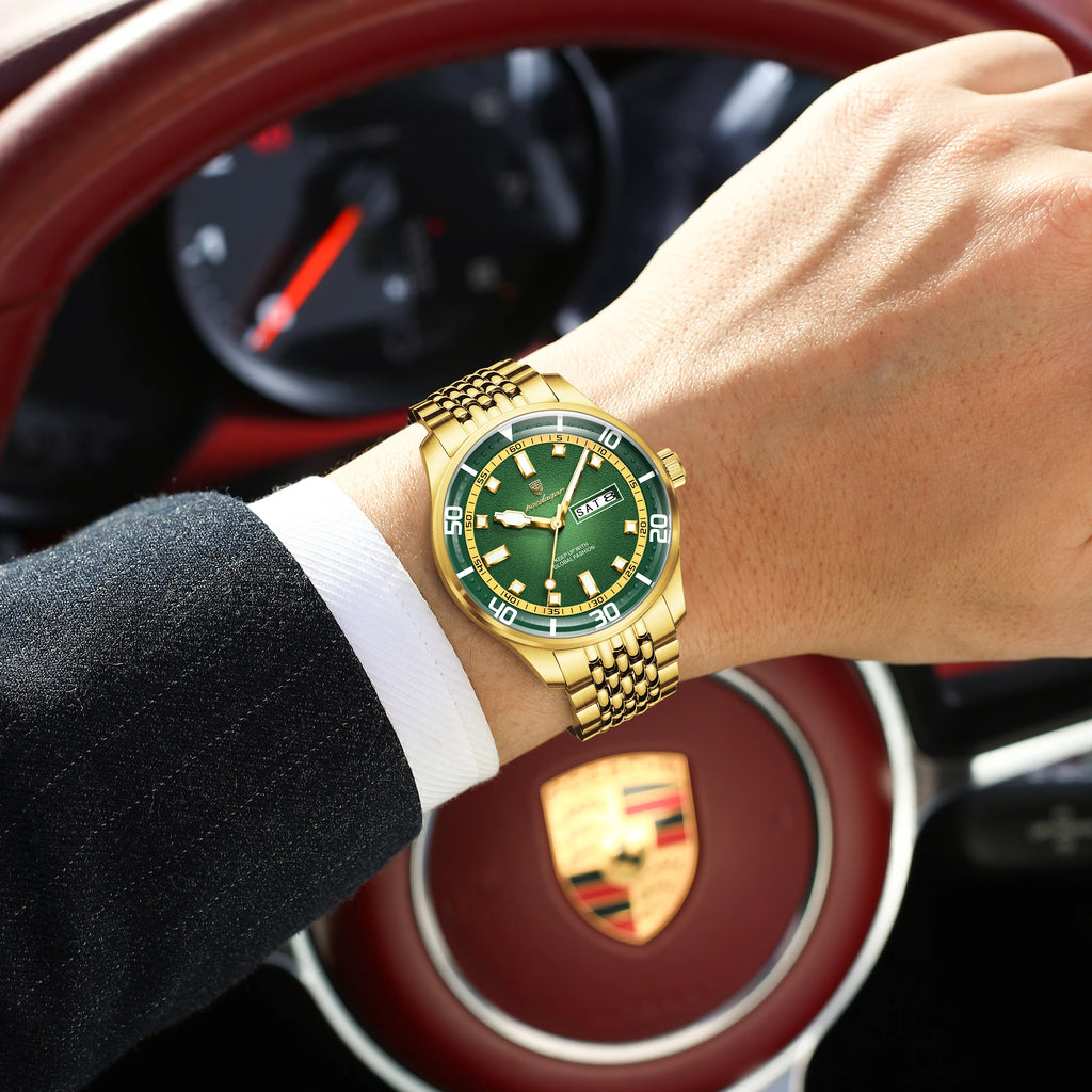 Poedagar 609 Men's Watches Waterproof Luminous Montre Homme Stainless Steel Date Day Luxury Fashion Quartz Wristwatch for Men