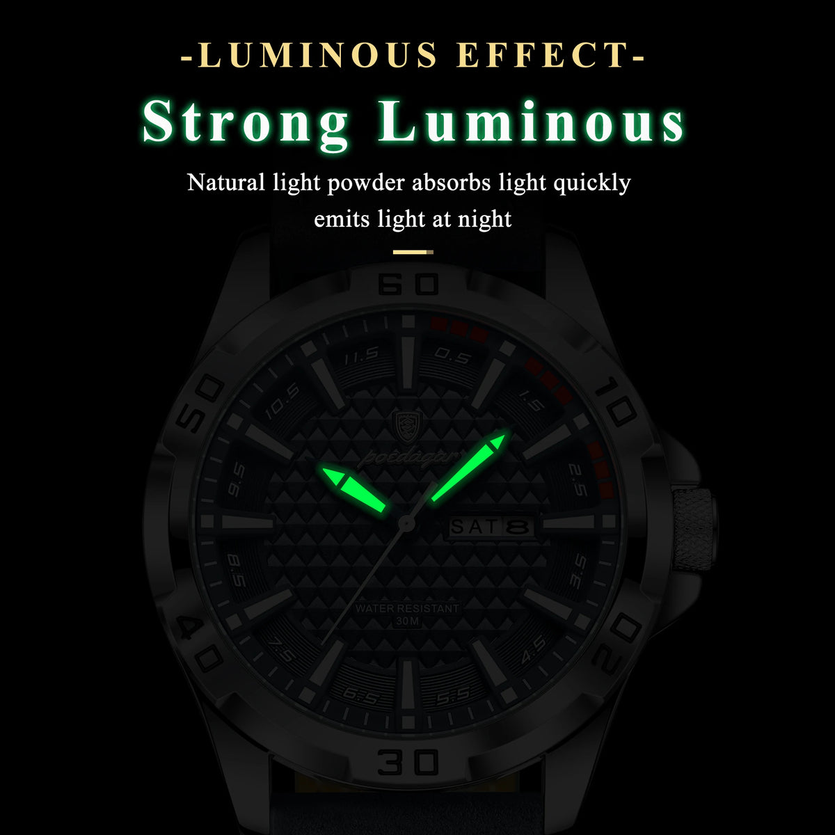 Poedagar Original Top Luxury Waterproof Luminous Man Wristwatch Sport Leather Quartz Watch for Men