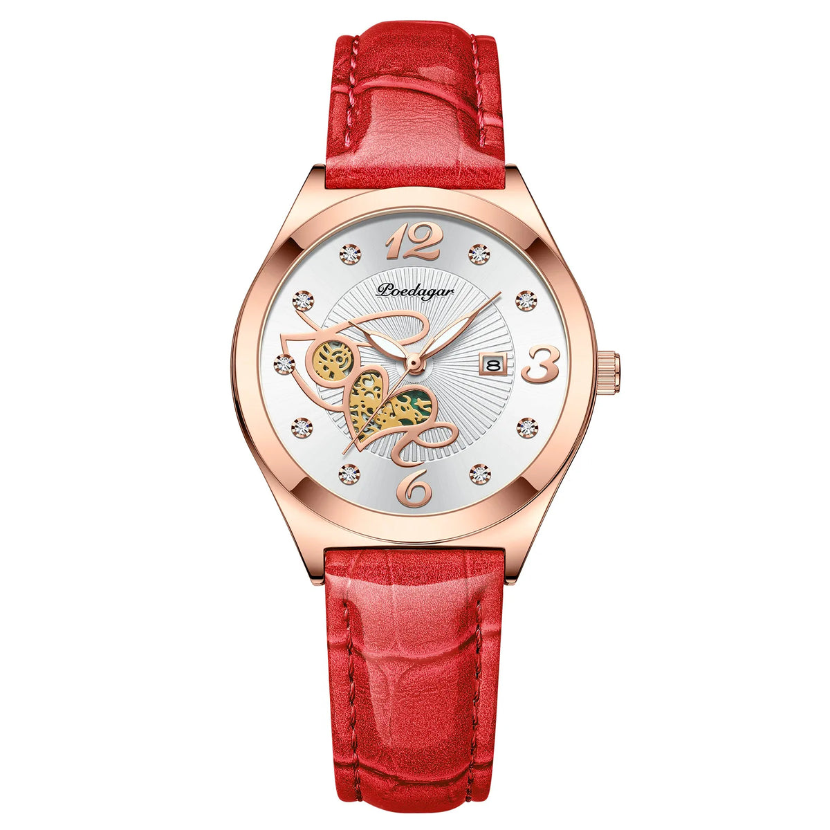 Poedagar Waterproof Luminous Ladies Watch Diamond Luxury Casual Quartz Watches Leather Watches Women Wrist Calendar Clock