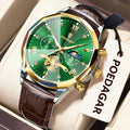 Poedagar 938 Men's Watch Luxury Two-Tone Leather Strap Montre Homme Chronograph Quartz Watches Luminous Waterproof Watch for Men