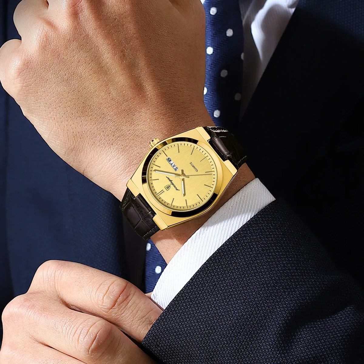 Poedagar 930 Men's Watches Luxury Leather Strap Watch Waterproof Fashion Reloj Luminous Quartz Wristwatch for Men Fast Track