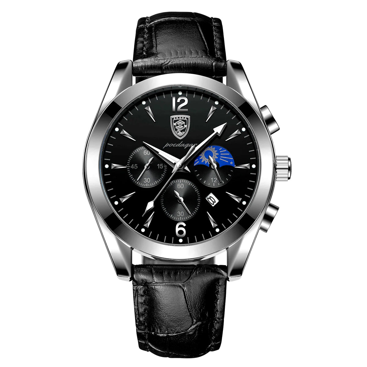 Poedagar Sport Watch for Men Fashion Leather Quartz Watches Waterproof Luminous Watches Men Wrist Date