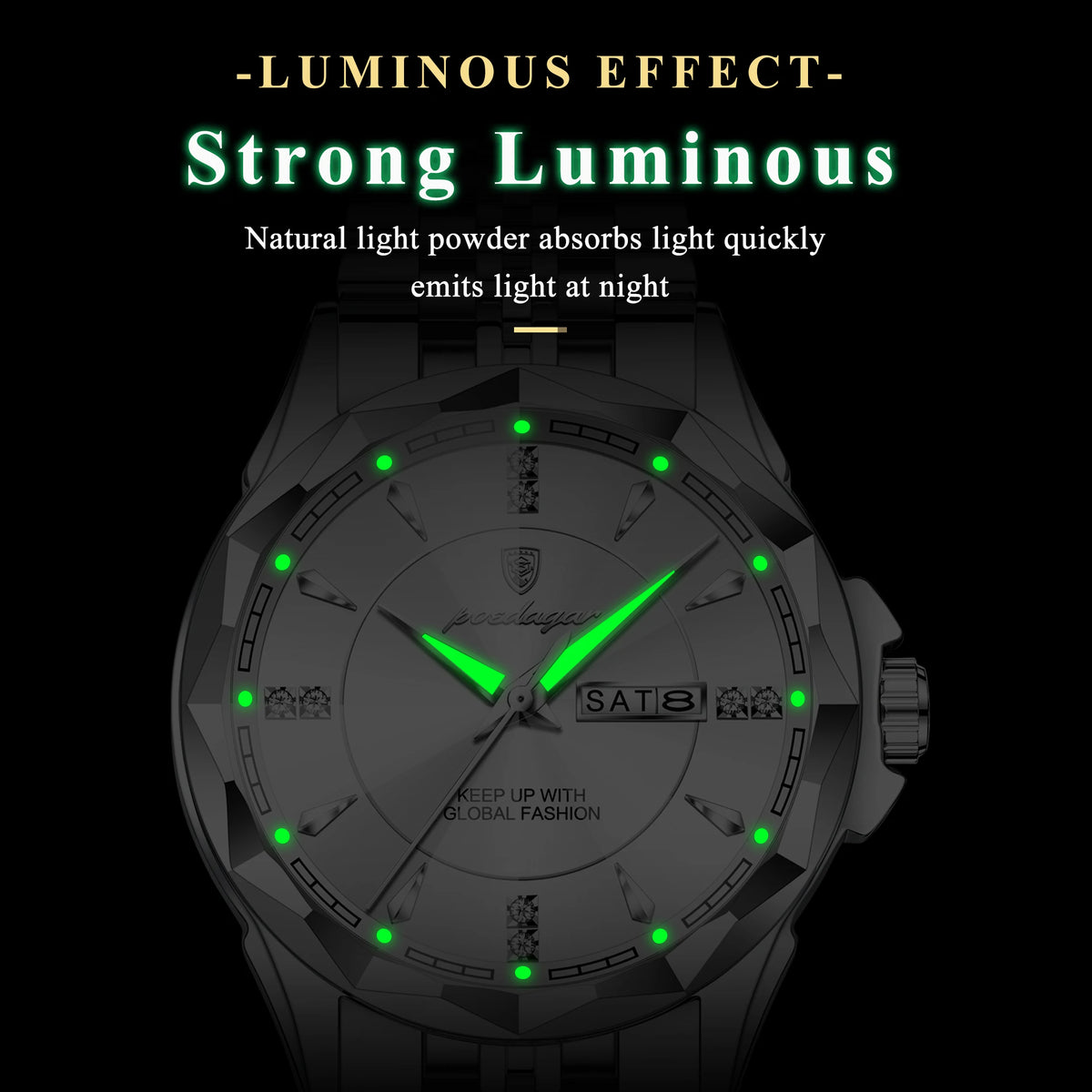 Poedagar 674 Luxury Men's Watches Stainless Steel Quartz Wristwatch Reloj Hombre Waterproof Luminous Calendar Watch for Men