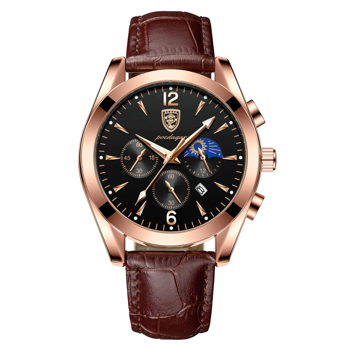 Poedagar Sport Watch for Men Fashion Leather Quartz Watches Waterproof Luminous Watches Men Wrist Date