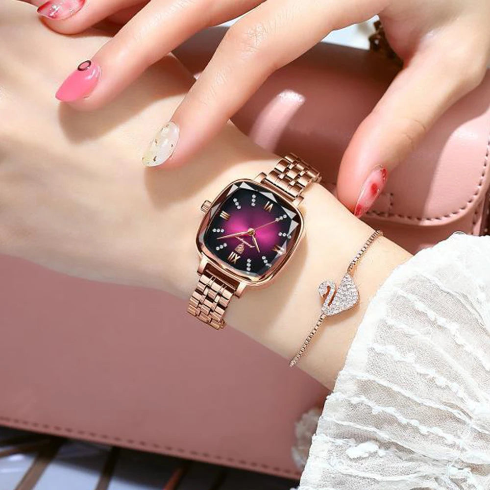 Poedagar Fashion Luxury Diamond Lady Watch Popular Stainless Steel Quartz Watches Top Brand Waterproof Watch Women