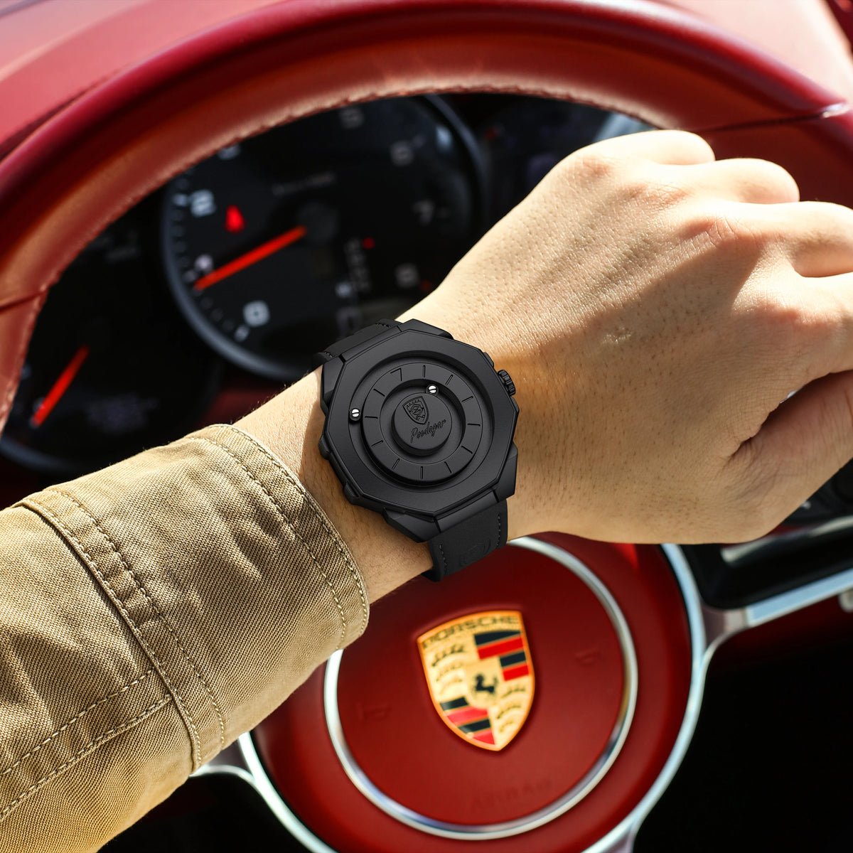 Poedagar 670 Men's Watches Leather Strap Trendy Unique Quartz Watch Magnetic Rotating Montre Waterproof Wristwatch for Men
