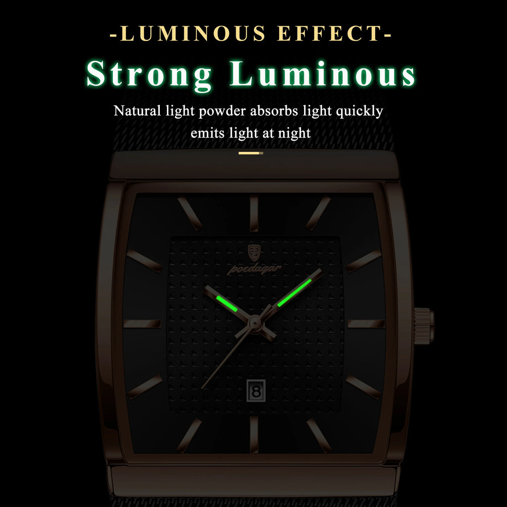 Poedagar 885 Luxury Men's Quartz Watches Stainless Steel Mesh Date Wristwatch Luminous Waterproof Watch for Men Montre Homme