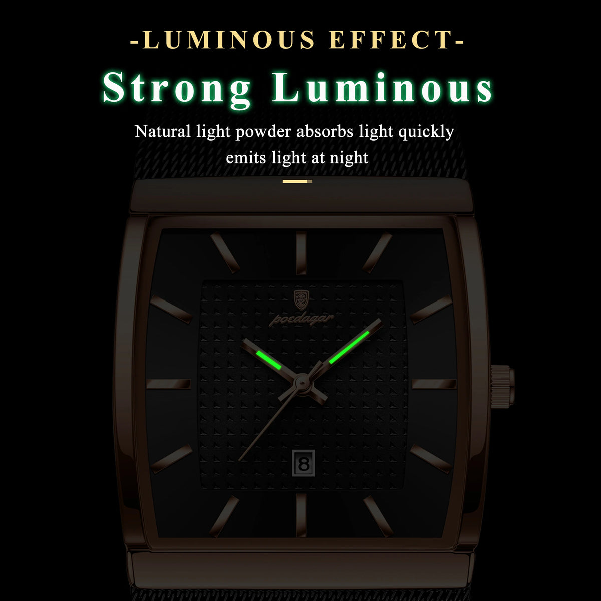 Poedagar 885 Luxury Men's Quartz Watches Stainless Steel Mesh Date Wristwatch Luminous Waterproof Watch for Men Montre Homme