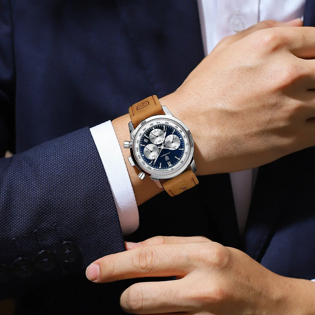 Watch for Men Luxury Poedagar 921 Leather Strap Waterproof Quartz Watches Reloj Luminous Multifunctional Chronograph Date Watch
