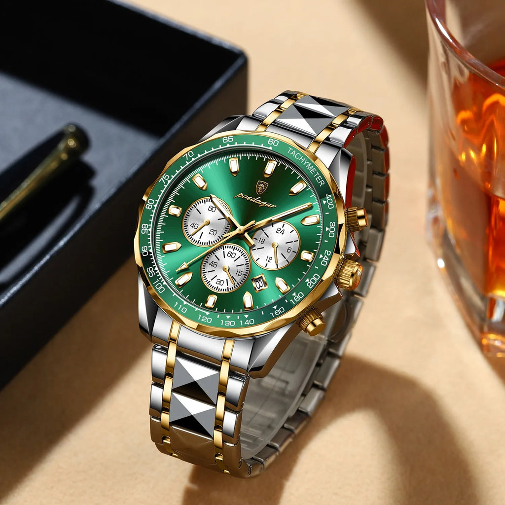 Poedagar 815 High Quality Men Watch Tachymeter Chronograph Montre Homme Stainless Steel Luminous Watch for Men Wholesale Price