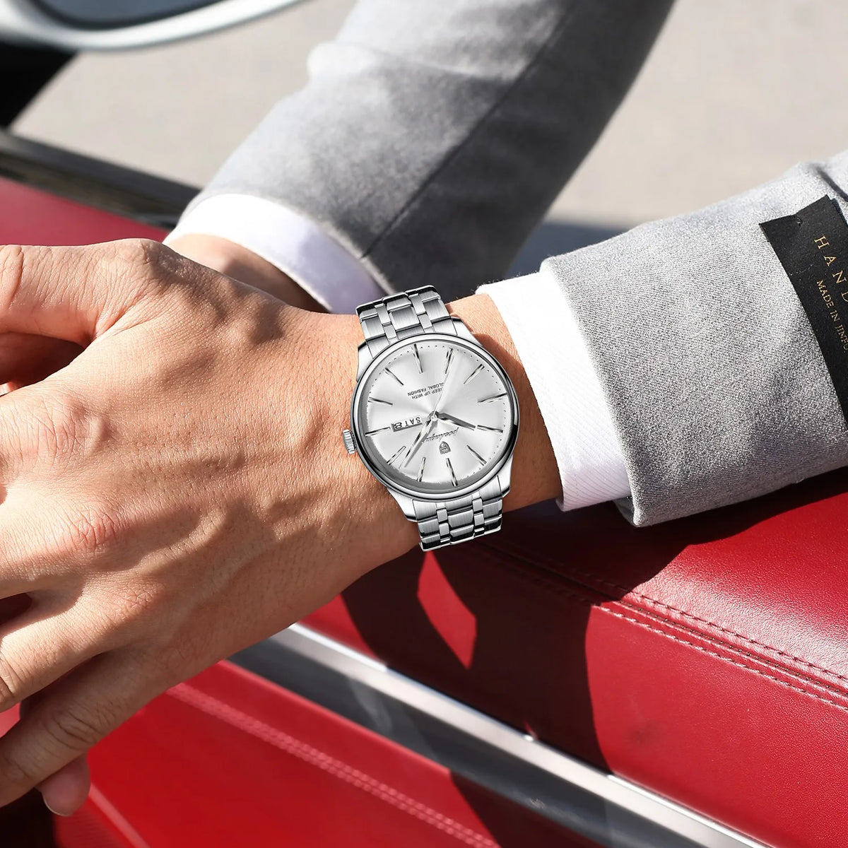 Poedagar 843 Business Casual Men Watch Multi-color Metal Sunray Dial Calendar Waterproof Luxury Quartz Wristwatch Factory Direct