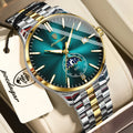 Poedagar 854 Luxury Mens Quartz Watch Stainless Steel Band Moon Phase Calendar Waterproof Business Wristwatch for Men