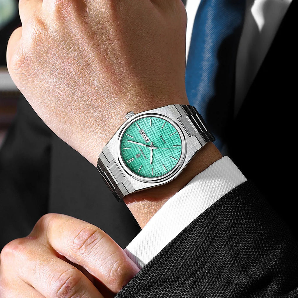Poedagar 821 Luxury Men Watch Grid Dial Date Day Quartz Watches Stainless Steel Reloj Hombre Waterproof Luminous Watch for Men