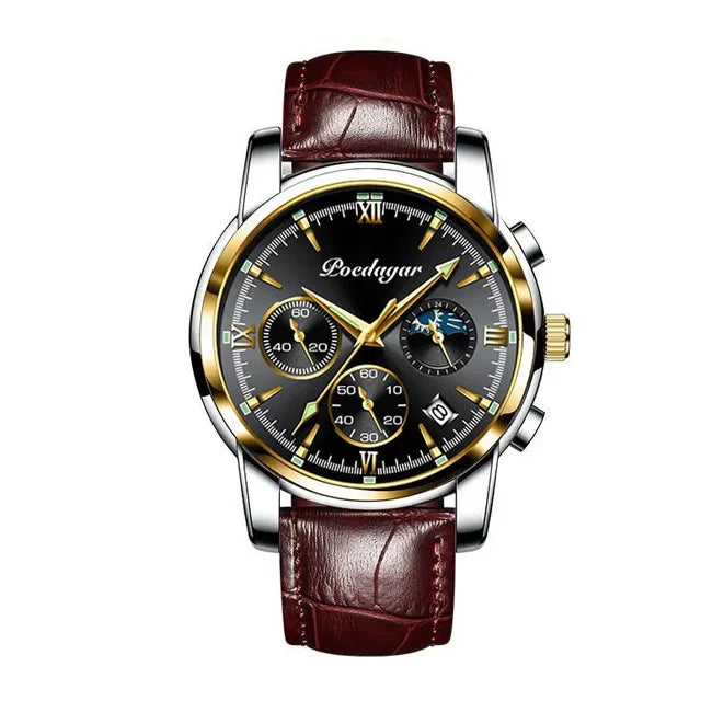 Poedaga Top High Quality Sport Watch for Men WaterproofStainless Steel Fashion Men Wrist Luminous Date Quartz Watches