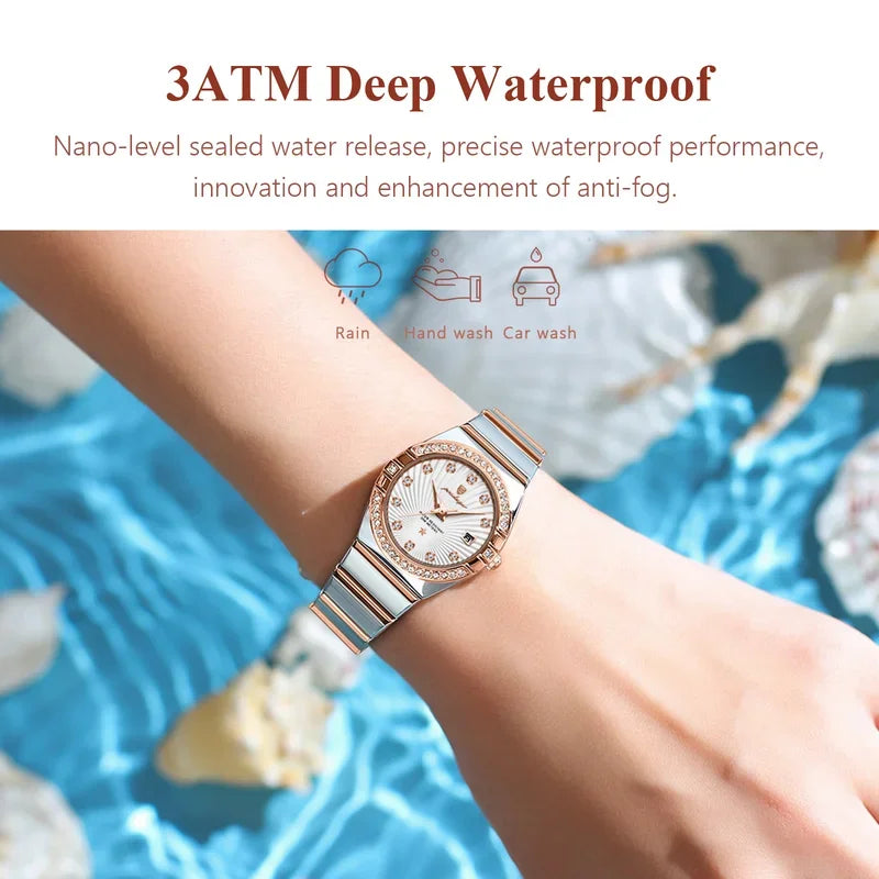Poedagar Hot Luxury Women Rose Gold Watch Fashion Luminous Waterproof Quartz Watches Diamond Wristwatch Elegant Female Watches