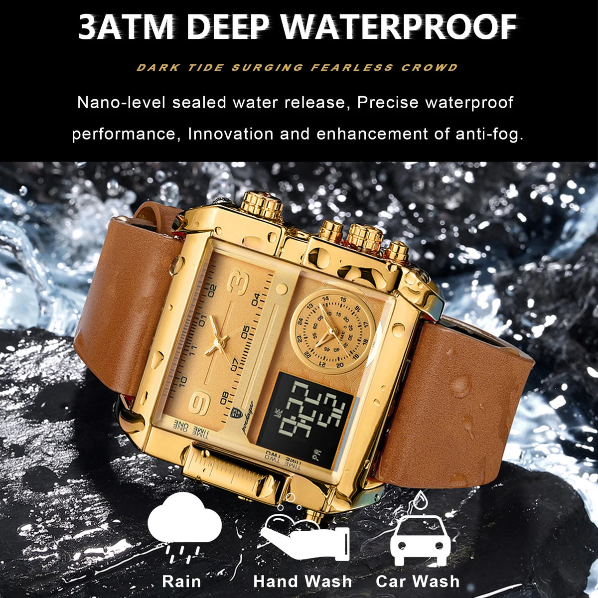 Poedagar Fashion Men Watches Waterproof Luminous Leather Quartz Watches Multifunctional Chronograph Watch for Men