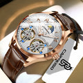 CAREKISO C123 Men Automatic Mechanical Watch Luxury Sport Leather Strap Waterproof Luminous Wristwatch