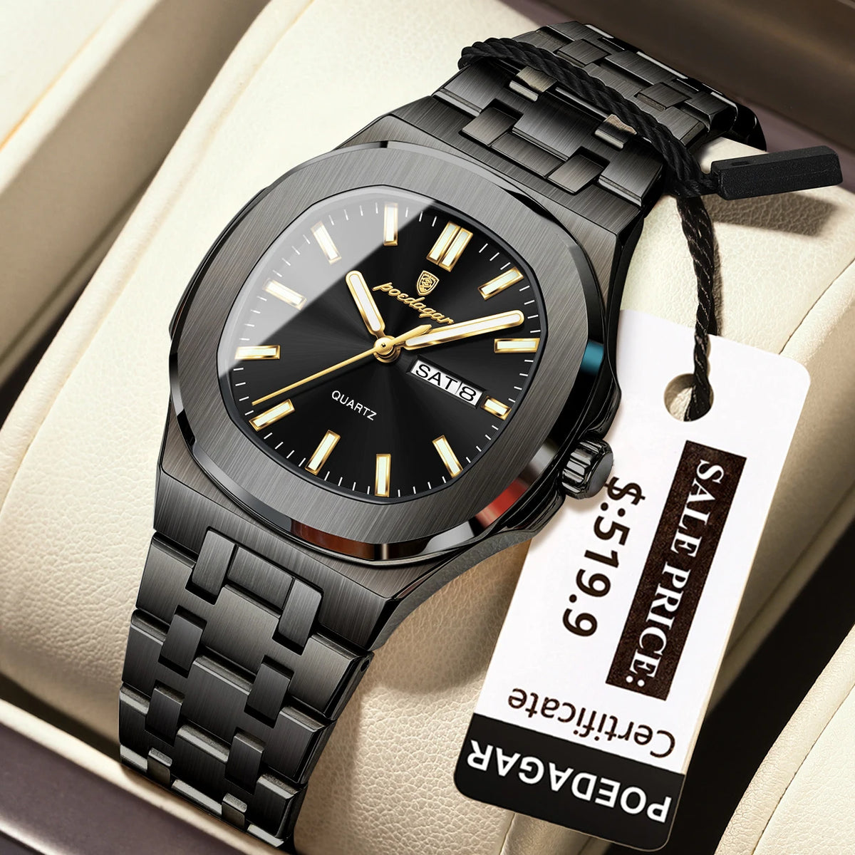 Poedagar Luxury Elegant Stainless Steel Girl Reloj Waterproof Luminous Date Quartz Watch for Women