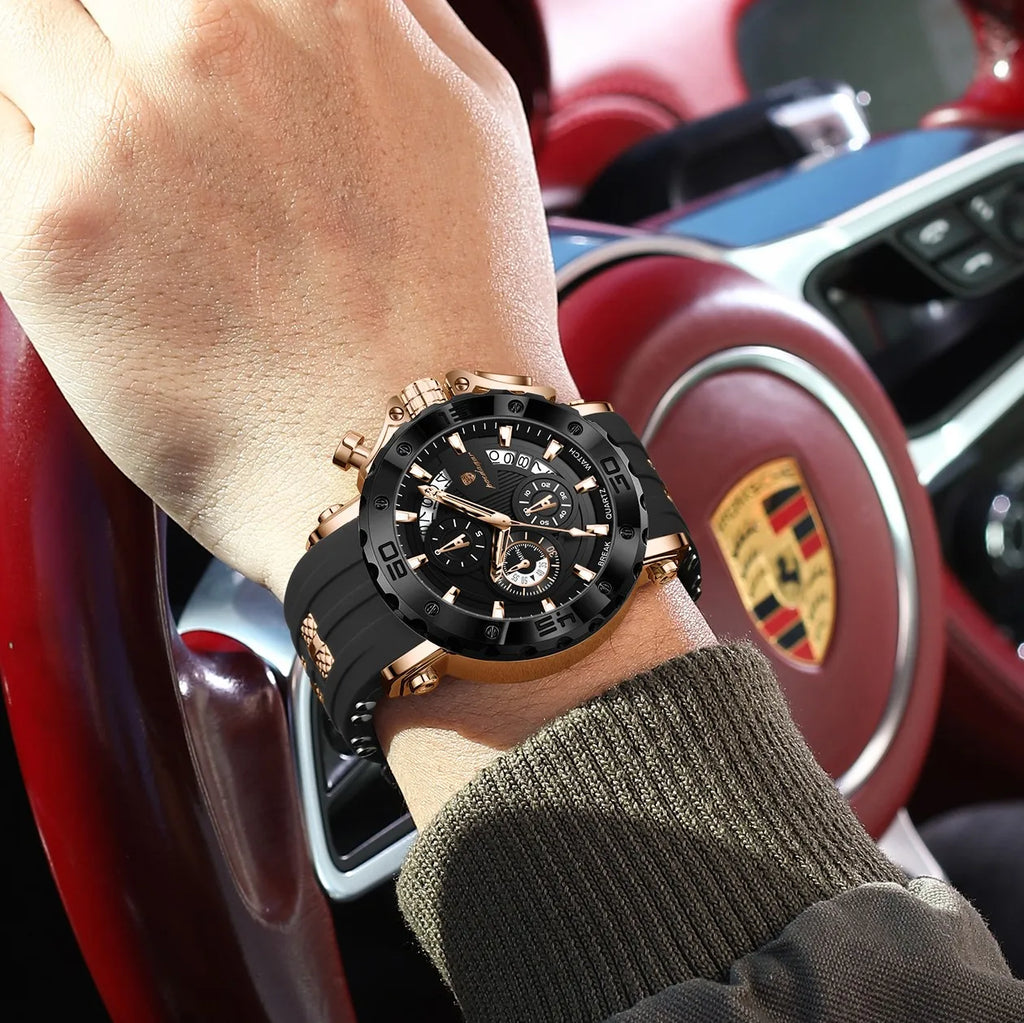 Luxury Men's Watch Poedagar 892 Luminous Silicone Strap Quartz Watches Montre Homme Casual Sports Waterproof Watch for Men