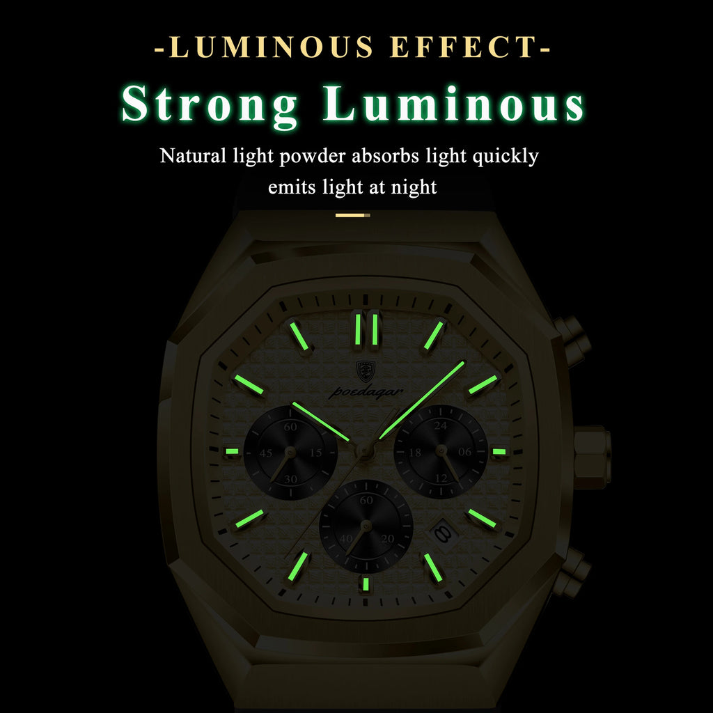 Poedagar 893 Luxury Mens Watches Silicone Strap Sports Wristwatch Montre Waterproof Luminous Chronograph Quartz Watches for Men