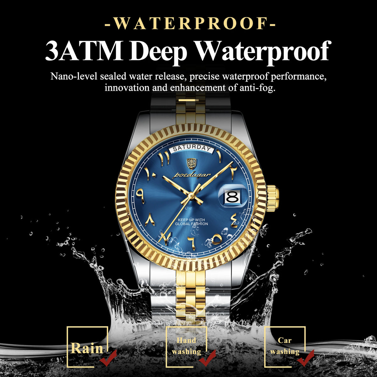 Poedagar 845 Men's Luxury Business Dress Watch Stainless Steel Waterproof Quartz Wristwatch Arabic Numeral Dial Factory Direct