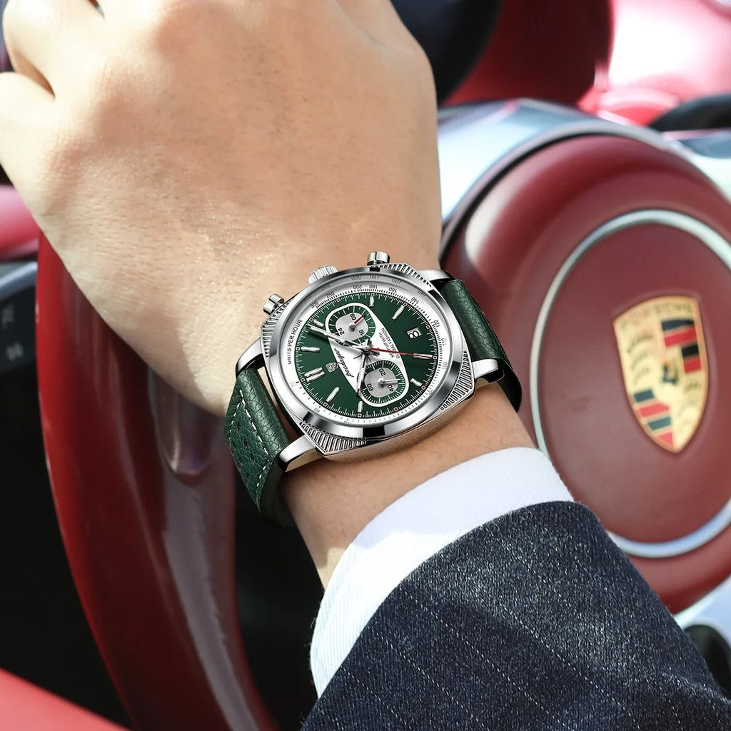Poedagar 838 Luxury Mens Watch Reloj Montre Homme Leather Strap Chronograph Luminous Waterproof Business Quartz Watch for Men