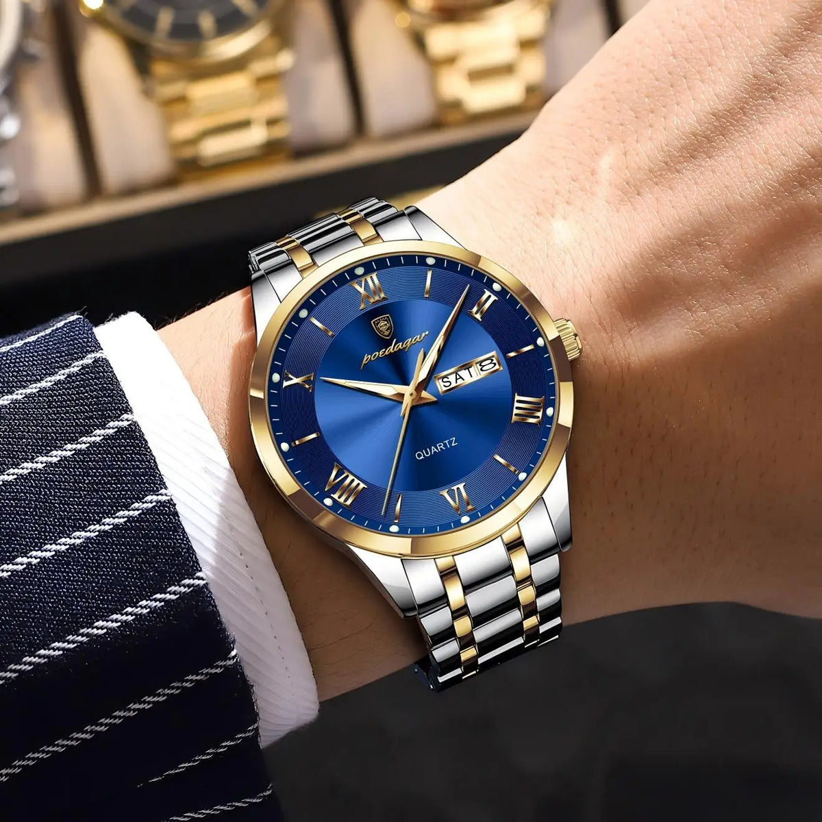 Poedagar 978 Luxury Men Watch Stainless Steel Luminous Date Business Waterproof Relojes Montre Quartz Wristwatch Wholesale Price