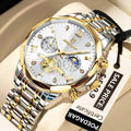 Poedagar 938 Chronograph Waterproof Luminous Luxury Stainless Steel Men's Quartz Watch