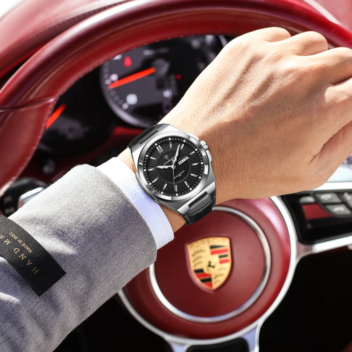 Poedagar 896 Mens Luxury Watch Gift Business Leather Montre Daily Wear Quartz Wristwatch Waterproof Luminous Date Reloj Hombre