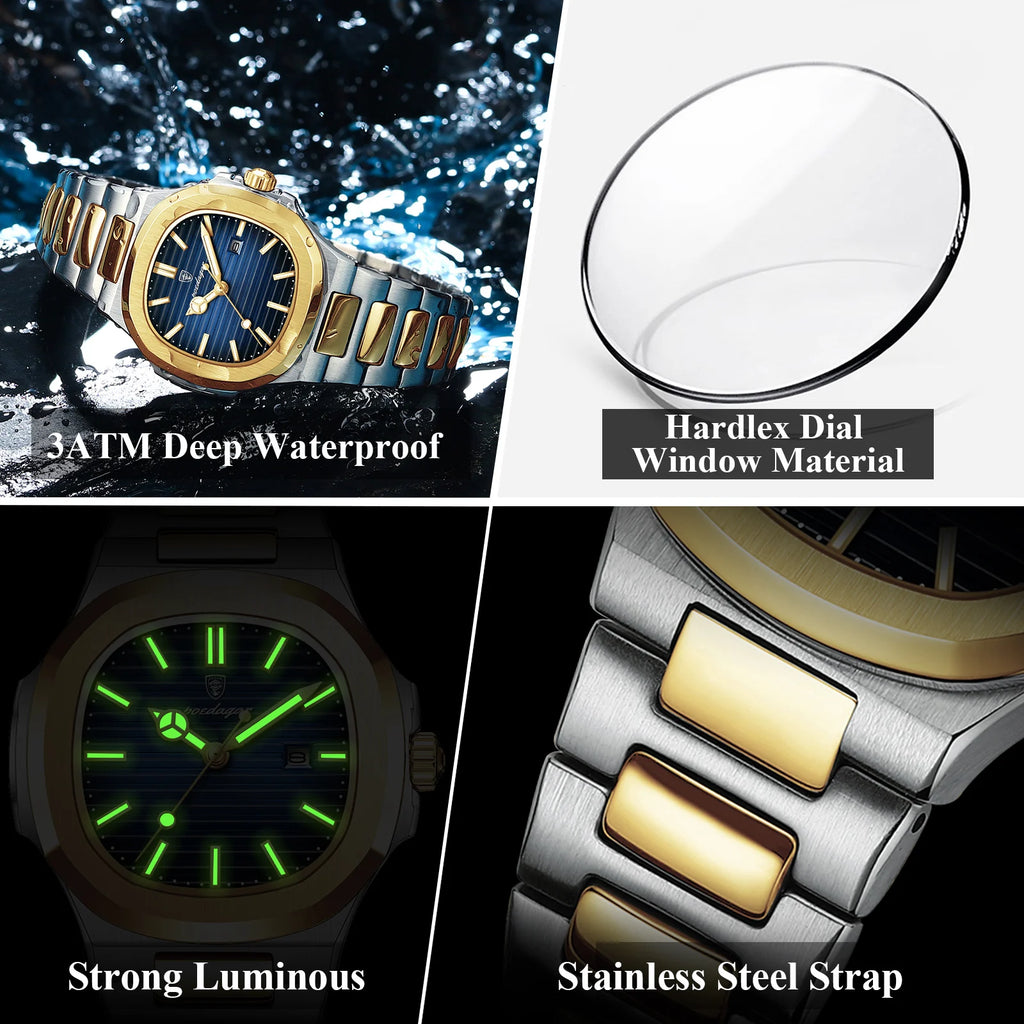 Poedagar Luxury Square Ladies Watch Waterproof Luminous Women Watch Stainless Steel Quartz Watch for Women