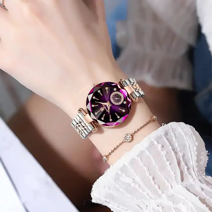 Poedagar Fashion Rose Gold Ladies Watch Jewelry Design Steel Quartz Watches Luminous Waterproof Watch Women