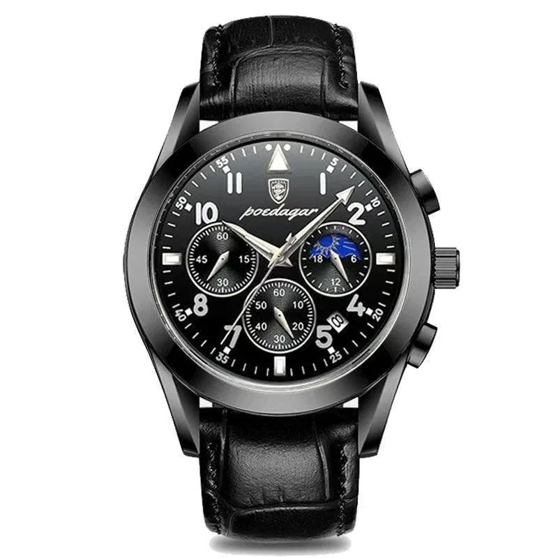 Poedagar Fashion Men Watch Waterproof Luminous Quartz Watches Calendar Stainless Stain Wrist Watch for Men