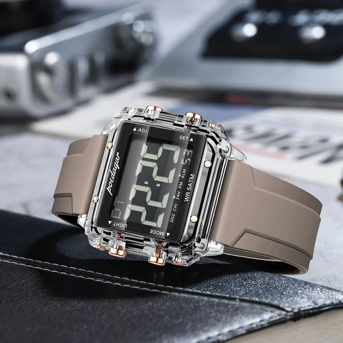 Poedagar E123 Men Digital Sports Watch LED Display 50M Waterproof Multifunction Electronic Casual Trendy Wristwatch Jam Tangan