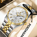 Poedagar 839 Luxury Classic Men Watch 2-Tone Honeycomb Dial Luminous Date Waterproof Business Elegant Quartz Wristwatch Montre
