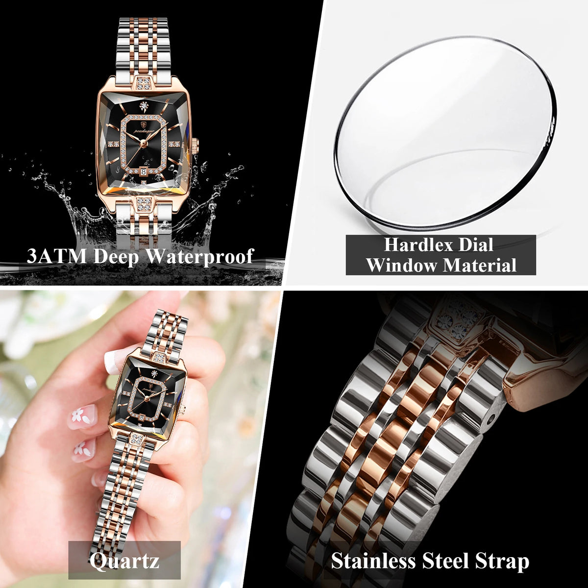 Poedagar 785 Elegant Womens Watches Waterproof Date Reloj Mujer Ladies Watch Stainless Steel Business Quartz Watch for Women