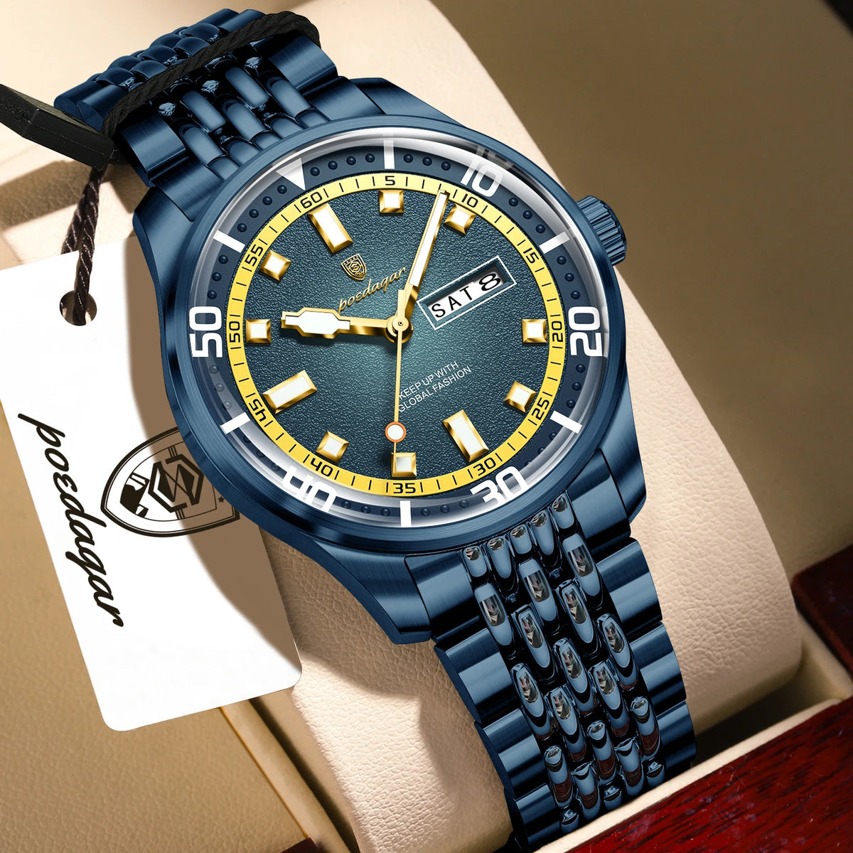 Poedagar 609 Men's Watch Stainless Steel Quartz Watches Montre Homme Date Luxury Fashion Waterproof Luminous Wristwatch for Men