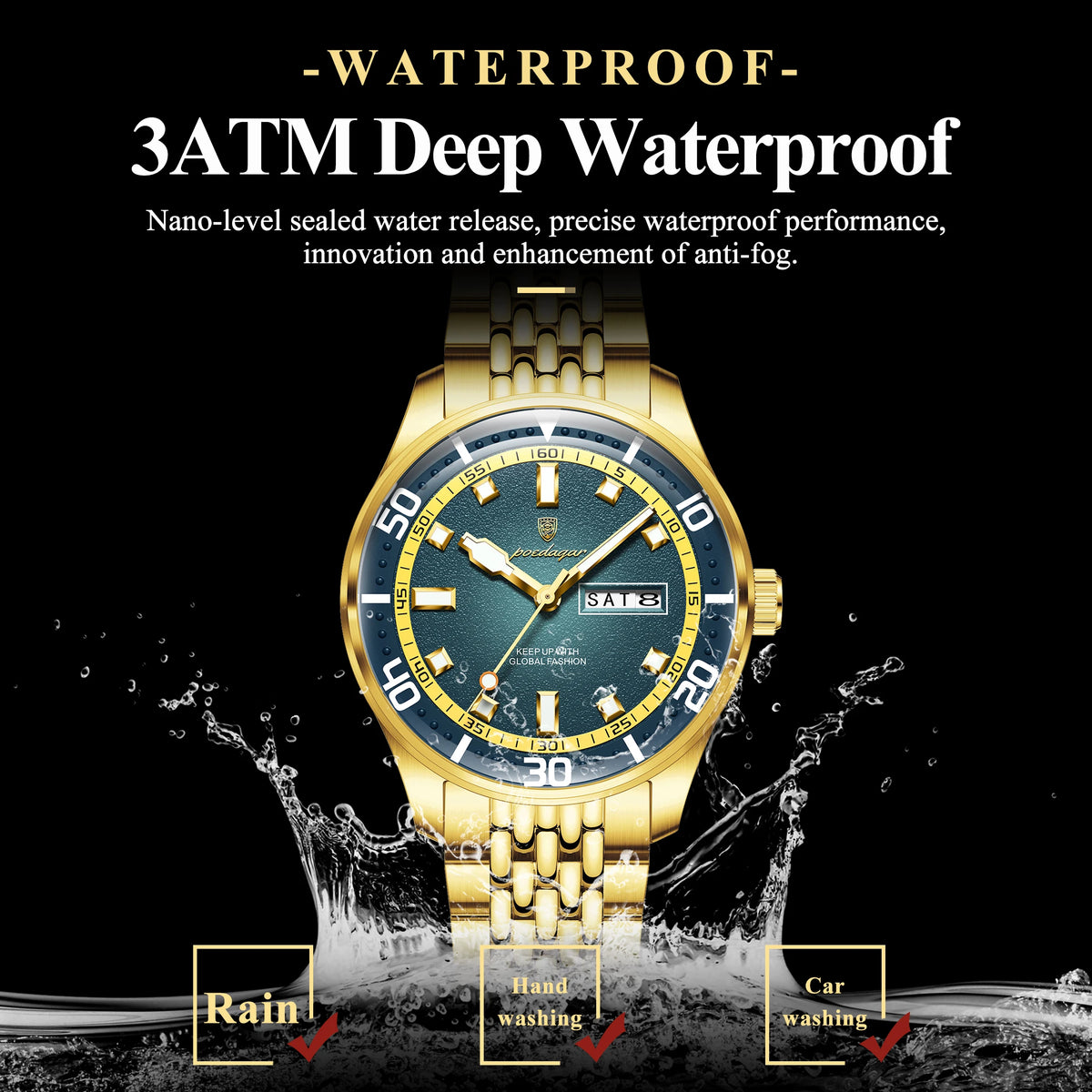 Poedagar 609 Men's Luxury Watches High Quality Stainless Steel Quartz Watches Montre Luminous Waterproof Date Wristwatch for Men