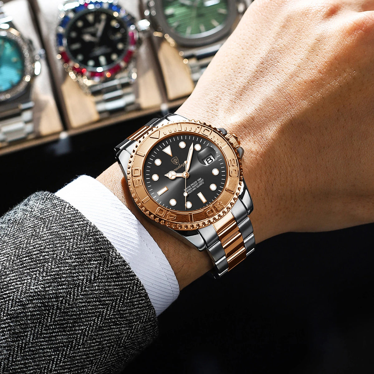Watch for Men Luxury Poedagar 680 Classic 43mm Luminous Waterproof Men's Quartz Watches Stainless Steel Business Wrist Watch