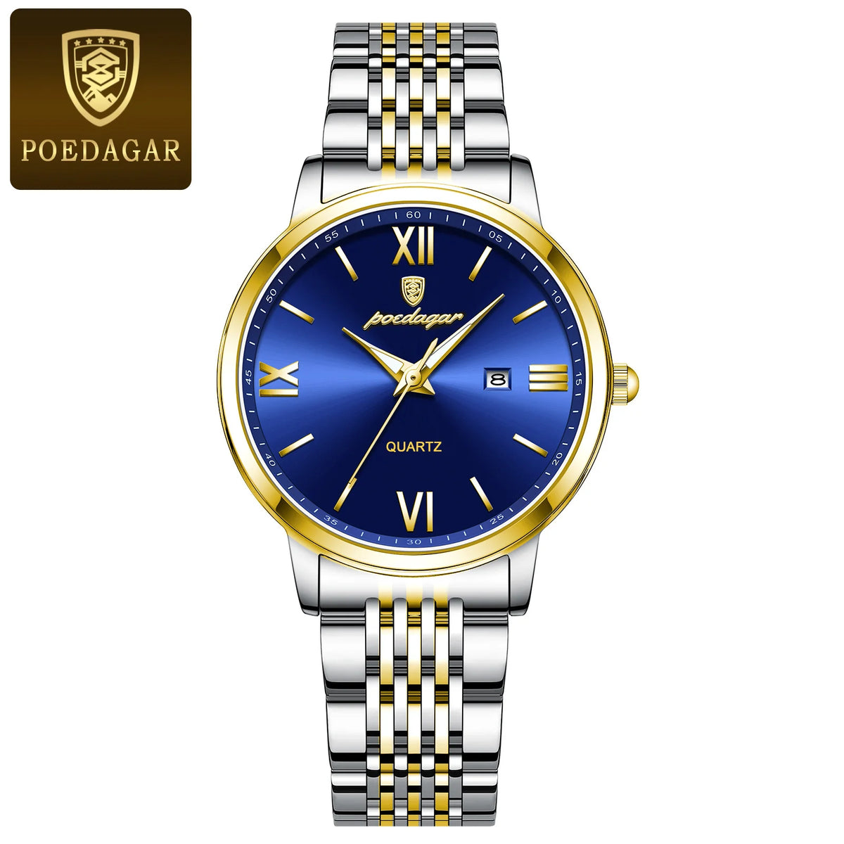 Poedagar New Luxury Waterproof Lady Watch Luminous Stainless Steel Calendar Quartz Watch for Women