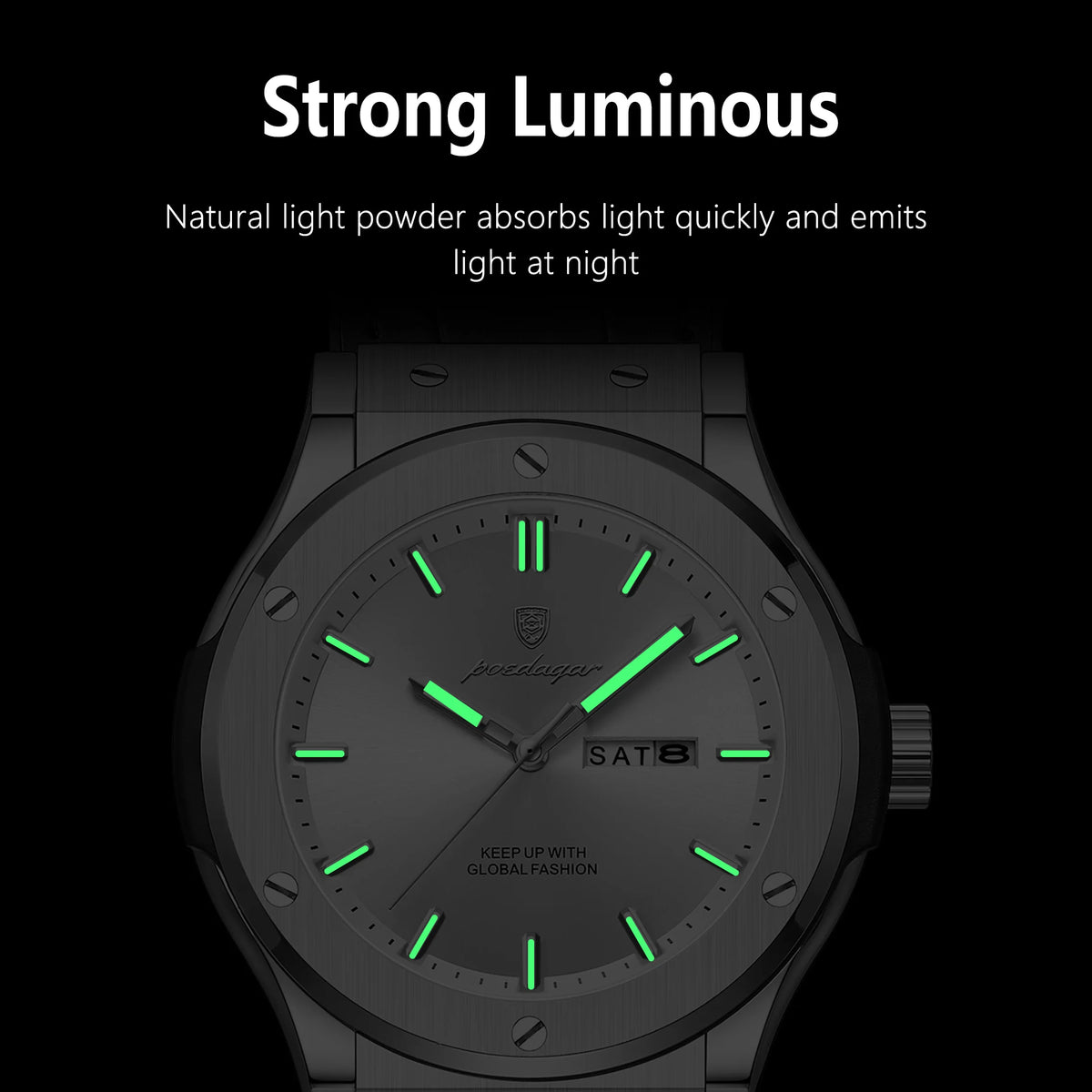 Poedagar 952 Men's Watch Casual Date Waterproof Luminous Quartz Watches Reloj Montre Hommeb Sports Silicone Strap Watch for Men