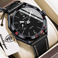 Poedagar 689 Luxury Mens Quartz Watch Geometric Dial Waterproof Leather Strap Casual Wristwatch Wholesale Relogio Masculino